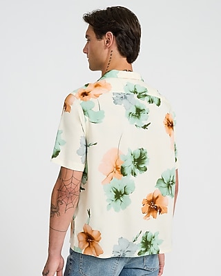 Large Floral Camp Collar Short Sleeve Shirt