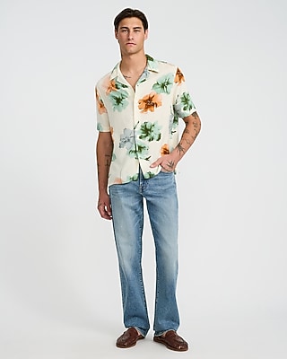 Large Floral Camp Collar Short Sleeve Shirt