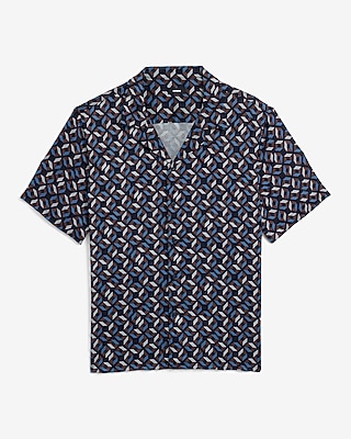Geo Cube Print Short Sleeve Resort Shirt