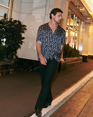 Geo Cube Print Short Sleeve Resort Shirt