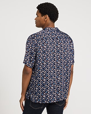 Geo Cube Print Short Sleeve Resort Shirt