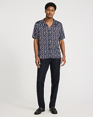 Geo Cube Print Short Sleeve Resort Shirt