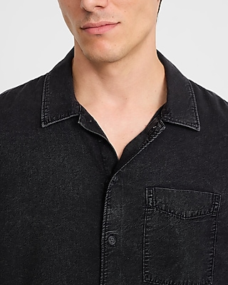 Patch Pocket Short Sleeve Denim Soft Shirt - thumbnail 2