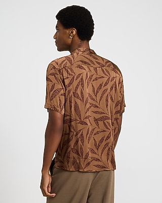 Leaf Print Short Sleeve Resort Shirt