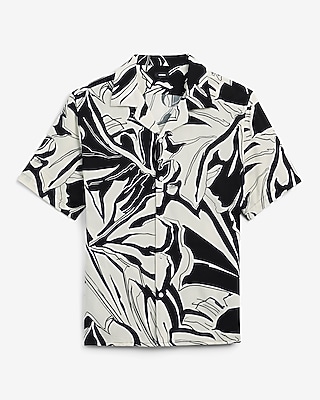 Floral Leaf Camp Collar Short Sleeve Shirt