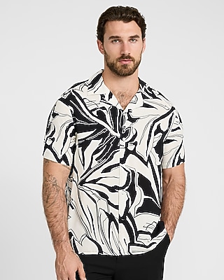 Floral Leaf Camp Collar Short Sleeve Shirt