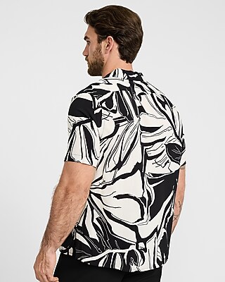 Floral Leaf Camp Collar Short Sleeve Shirt