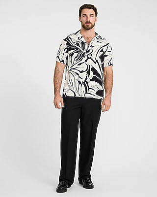 Floral Leaf Camp Collar Short Sleeve Shirt