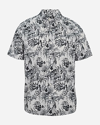 Parrot Floral Cotton Stretch Short Sleeve Shirt