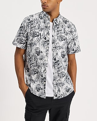 Parrot Floral Cotton Stretch Short Sleeve Shirt