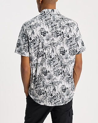 Parrot Floral Cotton Stretch Short Sleeve Shirt