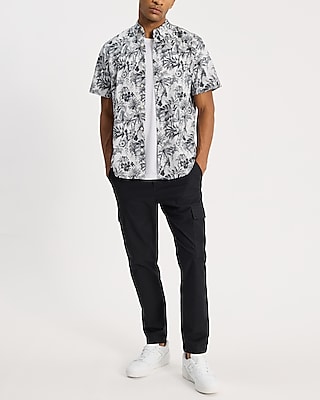 Parrot Floral Cotton Stretch Short Sleeve Shirt