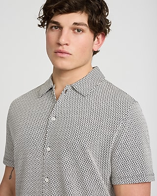 Triangle Geo Knit Jacquard Short Sleeve Shirt