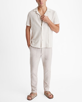 Textured Open Knit Short Sleeve Shirt