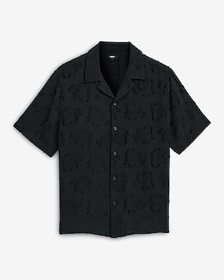 Raised Paisley Jacquard Short Sleeve Shirt