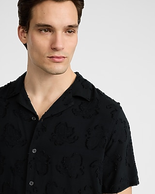 Raised Paisley Jacquard Short Sleeve Shirt