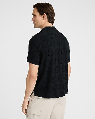 Raised Paisley Jacquard Short Sleeve Shirt