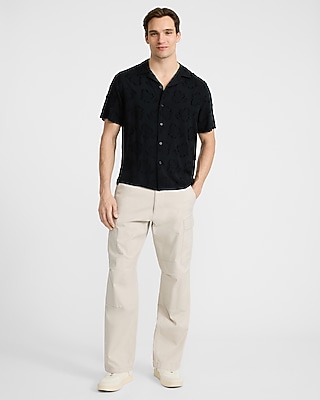 Raised Paisley Jacquard Short Sleeve Shirt