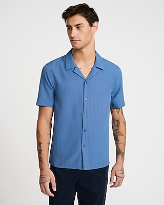 Textured Stripe Short Sleeve Shirt