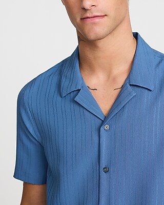 Textured Stripe Short Sleeve Shirt