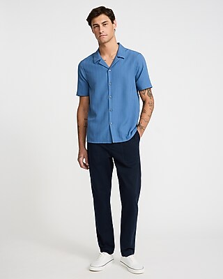 Textured Stripe Short Sleeve Shirt