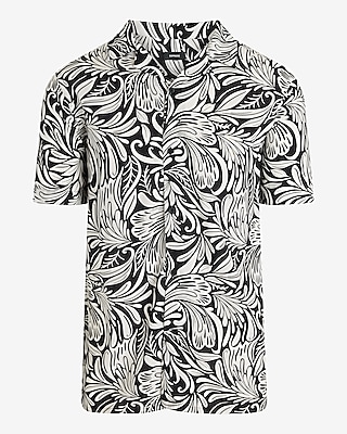 Abstract Leaf Rayon Short Sleeve Shirt