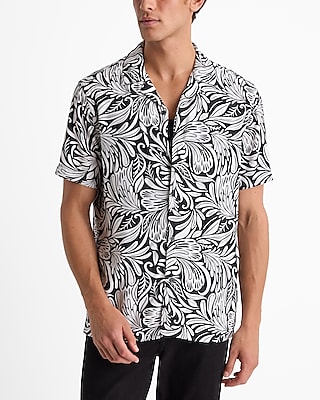 Abstract Leaf Rayon Short Sleeve Shirt