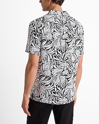 Abstract Leaf Rayon Short Sleeve Shirt