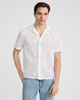 Double Pocket Linen-blend Short Sleeve Shirt | Express