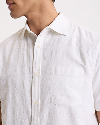 Textured Geo Cotton Short Sleeve Shirt