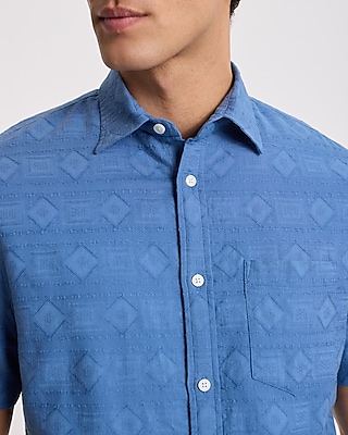 Textured Geo Cotton Short Sleeve Shirt