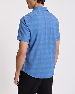 Textured Geo Cotton Short Sleeve Shirt