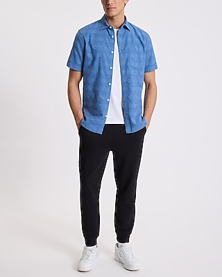 Textured Geo Cotton Short Sleeve Shirt