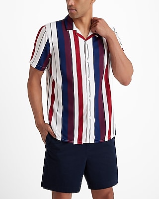 Striped Rayon Short Sleeve Shirt
