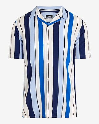 Striped Rayon Short Sleeve Shirt