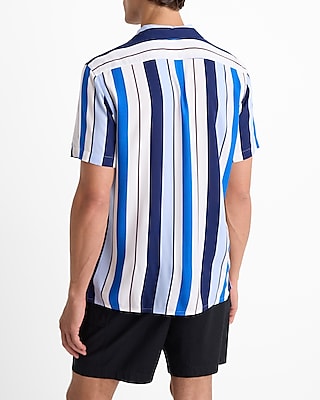 Striped Rayon Short Sleeve Shirt