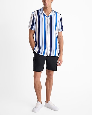 Striped Rayon Short Sleeve Shirt