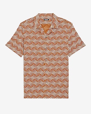 Swirl Print Rayon Short Sleeve Shirt