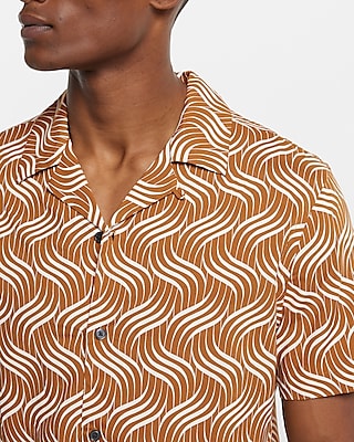 Swirl Print Rayon Short Sleeve Shirt