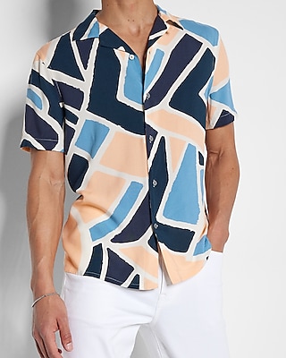 Abstract Rayon Short Sleeve Shirt