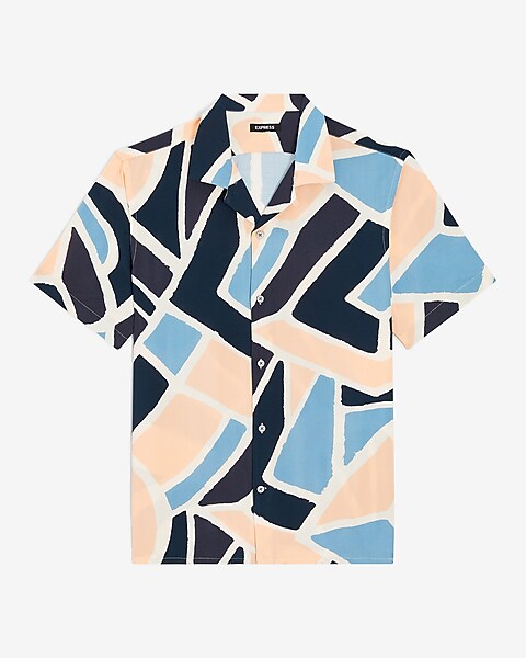 Abstract Rayon Short Sleeve Shirt