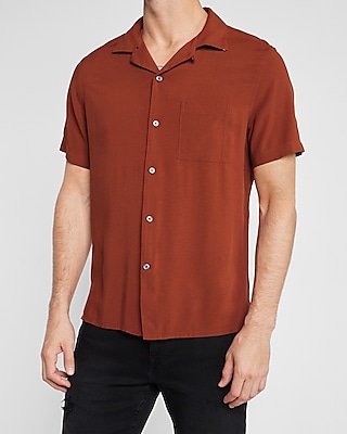 Solid Rayon Short Sleeve Shirt