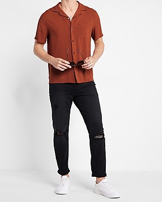 Solid Rayon Short Sleeve Shirt