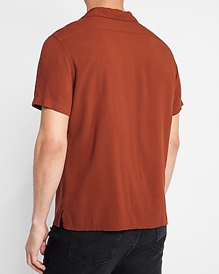 Solid Rayon Short Sleeve Shirt