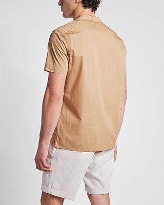 Slim Solid Casual Stretch Cotton Short Sleeve Shirt