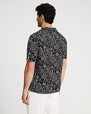 Tropical Floral Linen-Blend Short Sleeve Shirt