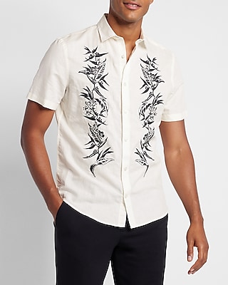 LVSE Placed Embroidery Short-Sleeved Shirt - Men - Ready-to-Wear