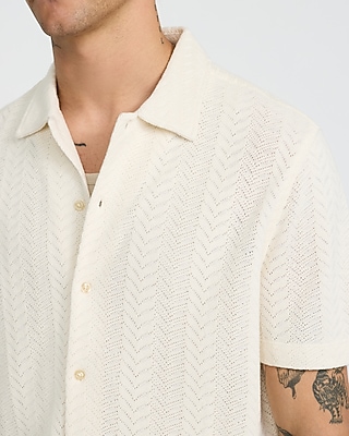Textured Chevron Short Sleeve Shirt