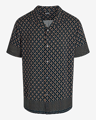 Dot Hem Geo Rayon Short Sleeve Shirt