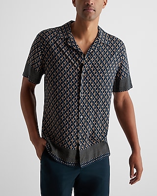 Dot Hem Geo Rayon Short Sleeve Shirt